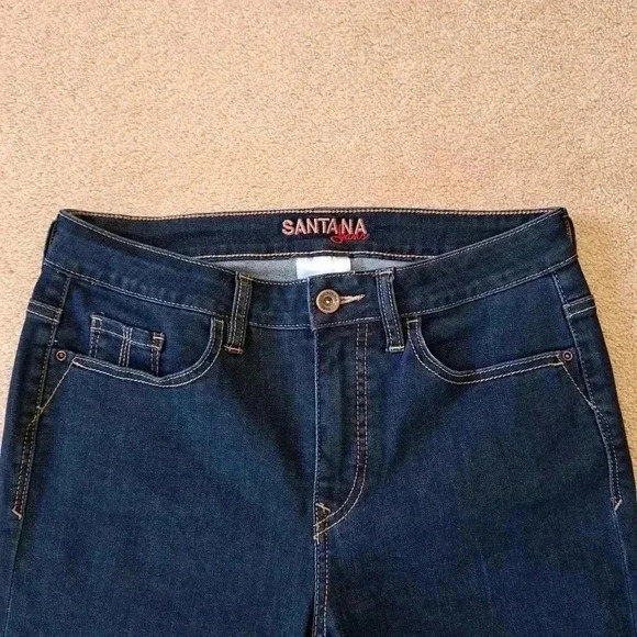 Santana Jeans Women's Size 8 Blue Dark Wash Cropped Stretch Denim - Picture 3 of 9